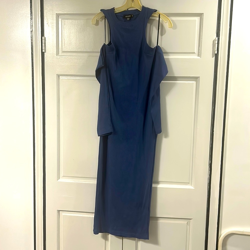 Blue cold shoulder Missguided dress